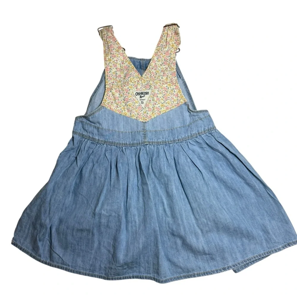OshKosh B'gosh Baby Blue Floral & Denim Jumper Dress- Size 5T